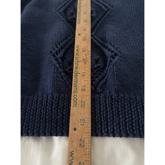 Vintage Mark Shale Sweater Size Medium Blue Wool Turtleneck Hand Knitted Tulips - Picture 6 of 11